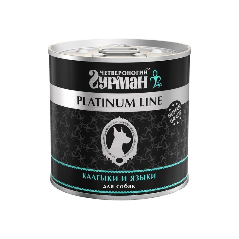 Четвероногий Гурман Platinum line влажный корм для собак, калтыки и языки, кусочки в желе, в консервах - 240 г