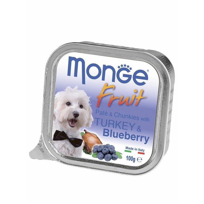 Monge Dog Fresh полнорационный влажный корм для собак, с индейкой и черникой, кусочки в паштете, в ламистерах - 100 г