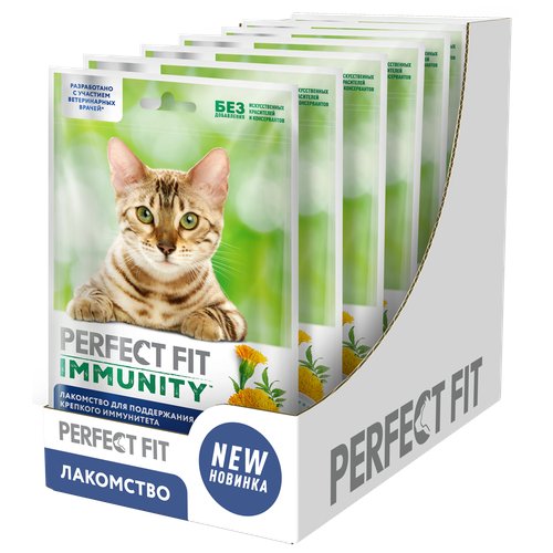 Perfect Fit Immunity лакомство для кошек, для иммунитета, курица и экстракт бархатцев (7шт в уп) 50 гр