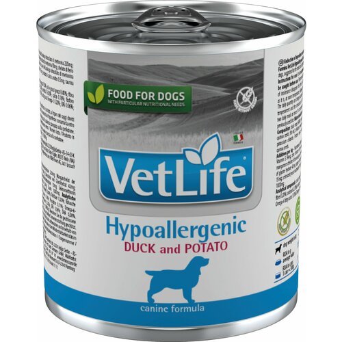 Vet Life Dog Hypoallergenic с уткой и картофелем диетический влажный корм для собак с пищевой аллергией