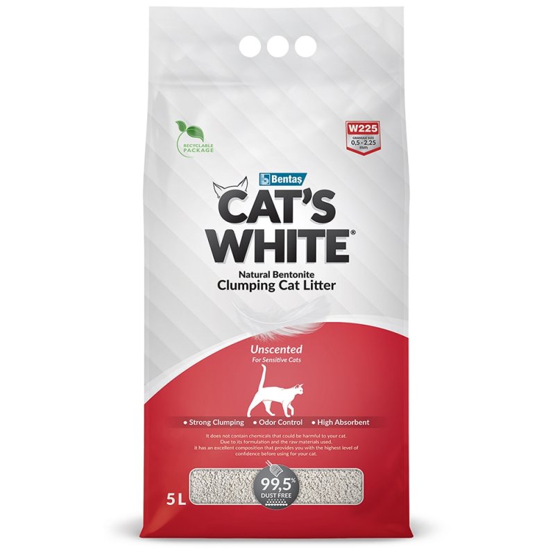 Cat's White Cat's White наполнитель комкующийся натуральный без ароматизатора для кошачьего туалета (17 кг)