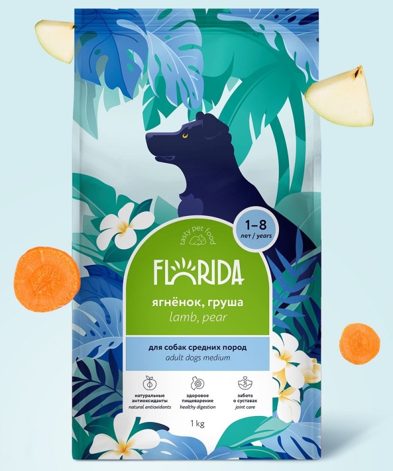 FLORIDA FLORIDA сухой корм для взрослых собак средних пород с ягненком и грушей (14 кг)