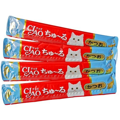 Лакомство Inaba соус для кошек японский тунец-бонито, (профилактика заболеваний), 4 пакетика х 14 гр