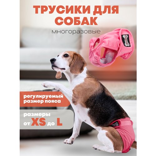 Трусы многоразовые PET&HOME для собак, подгузник для собак, полиэстер, розовый, размер M