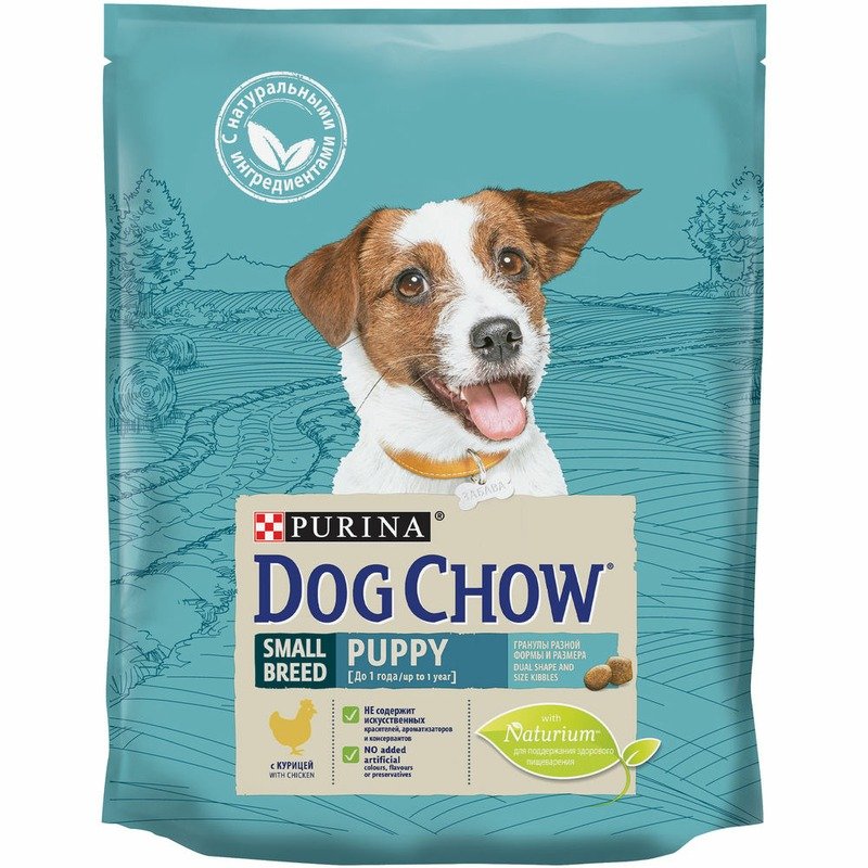 DOG CHOW Сухой корм Purina Dog Chow для щенков мелких пород до 1 года с курицей - 800 г