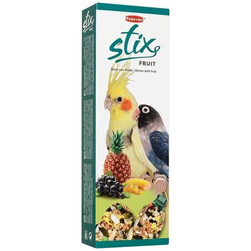 Лакомство Padovan Stix Fruit палочки фруктовые для средних попугаев, 100 г