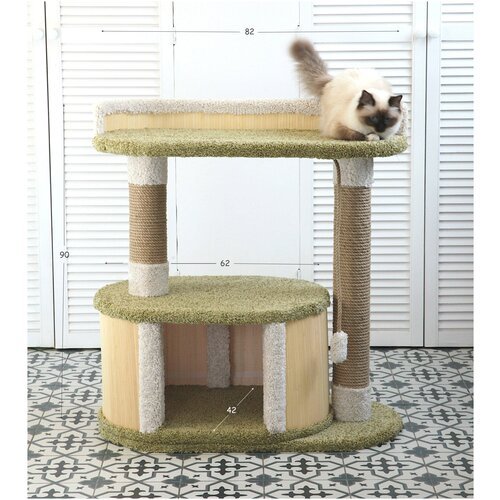 Домик для кошки 'Зара Мини' высота 88 см, оливка/ваниль