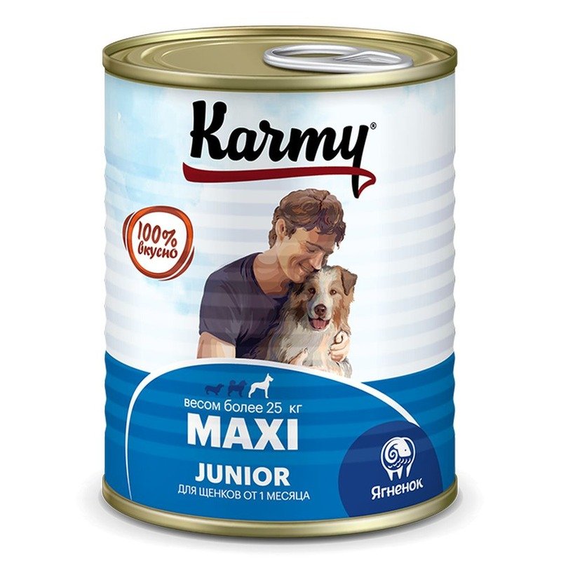 Karmy Maxi Junior влажный корм для щенков крупных пород, с ягненком, консервы - 340 г