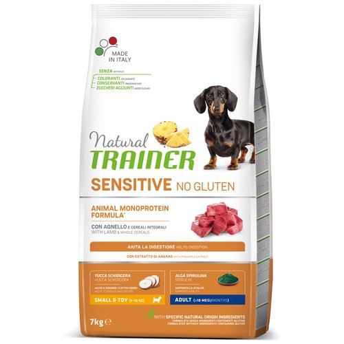 Сухой корм для собак TRAINER Natural Sensitive No Gluten, при чувствительном пищеварении, гипоаллергенный, ягненок 1 уп. х 1 шт. х 7 кг (для мелких и карликовых пород)