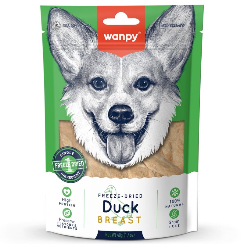 Лакомство для собак WANPY Dog Сублимированное утиная грудка 40г