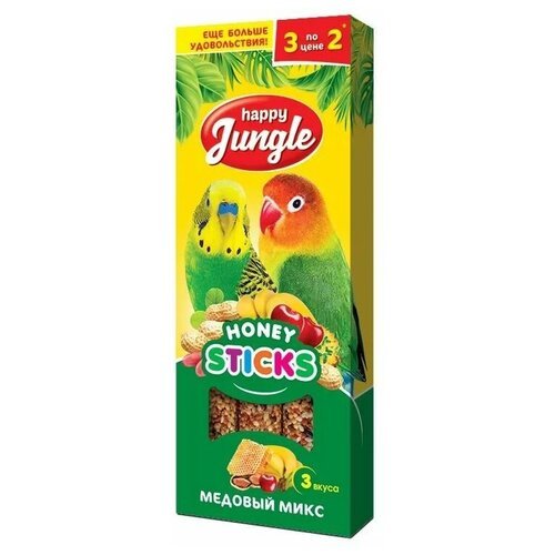 Happy Jungle Лакомство для птиц Happy Jungle медовый микс 6 шт 180 г