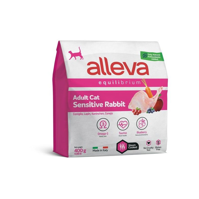 Alleva Equilibrium Sensitive Rabbit Adult Cat сухой корм для взрослых кошек при чувствительном пищеварении с КРОЛИКОМ - 400 г