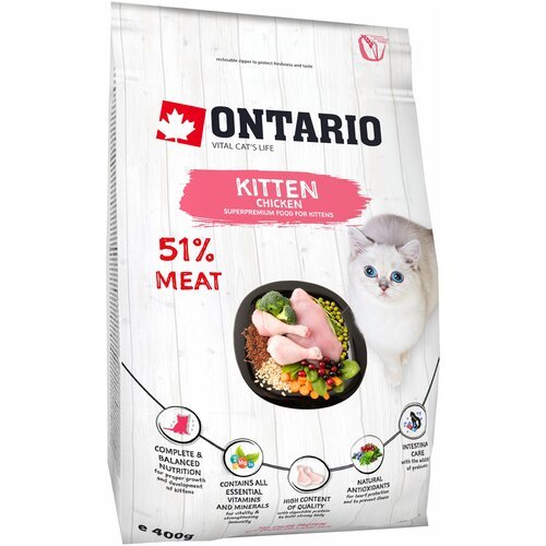 Сухой корм для котят Ontario с курицей 400 г