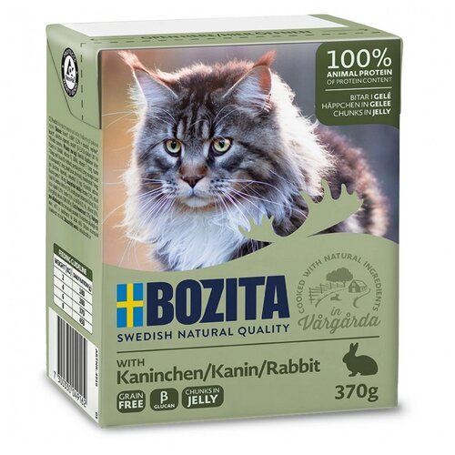 Влажный корм для кошек Bozita для здоровья кожи и блеска шерсти, с кроликом 370 г (паштет)
