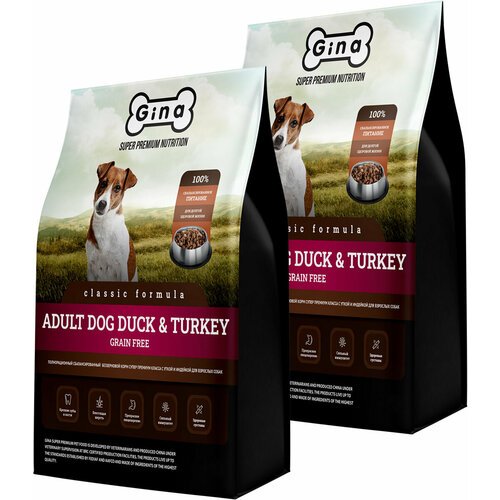GINA CLASSIC GRAIN FREE ADULT DOG DUCK & TURKEY беззерновой для взрослых собак с уткой и индейкой (7,5 + 7,5 кг)