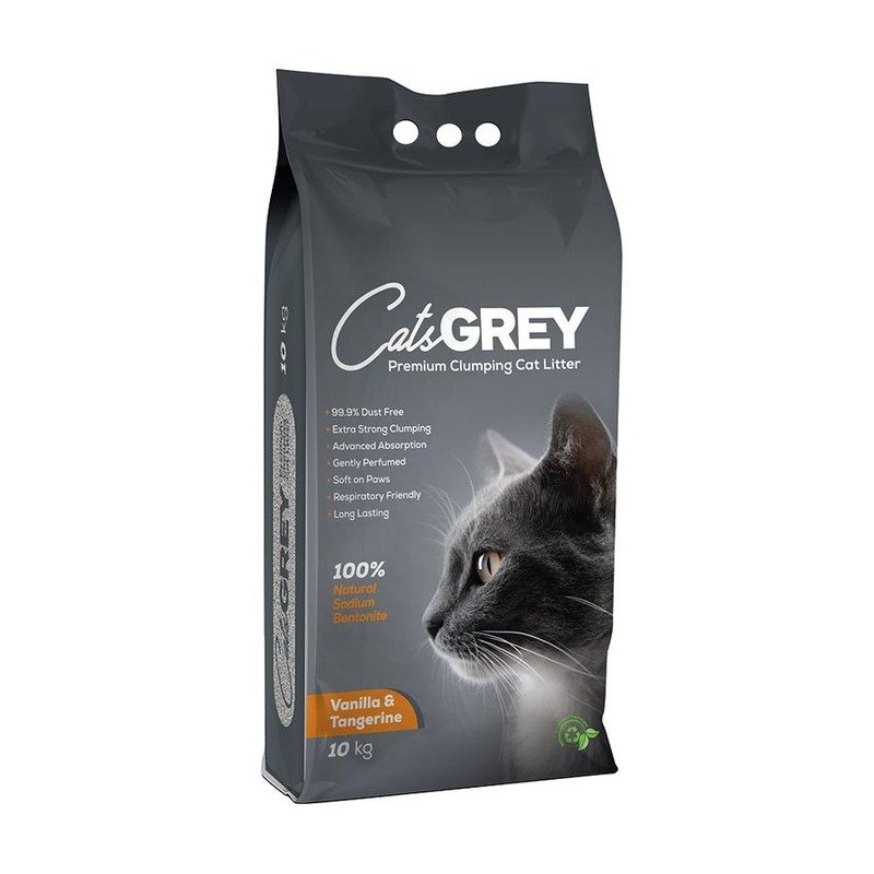 Cat's Grey Vanilla & Tangerine наполнитель для кошек, комкующийся, с ароматом ванили и танжерина - 10 кг