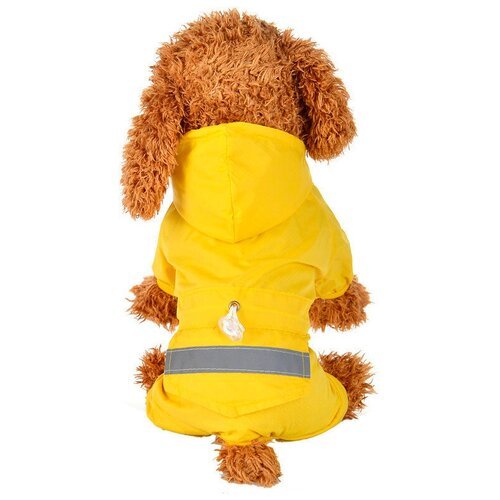 Дождевик для собак с капюшоном Family Pet водонепроницаемый, со светоотражающей лентой, цвет желтый, размер XS