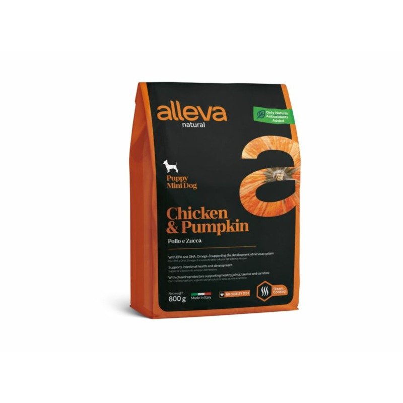 Alleva Natural Puppy Chicken & Pumpkin Mini сухой корм для щенков с КУРИЦЕЙ и тыквой - 800 г