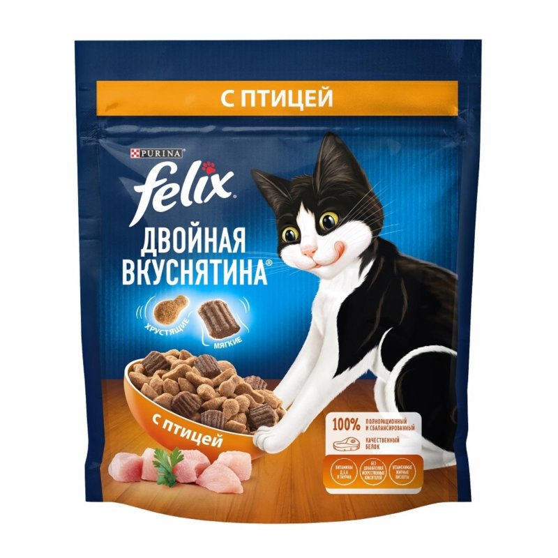 Felix Felix двойная Вкуснятина для взрослых кошек, с птицей (200 г)