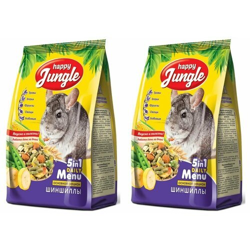 Happy Jungle Корм сухой для шиншилл, основной рацион, 400 г, 2 уп