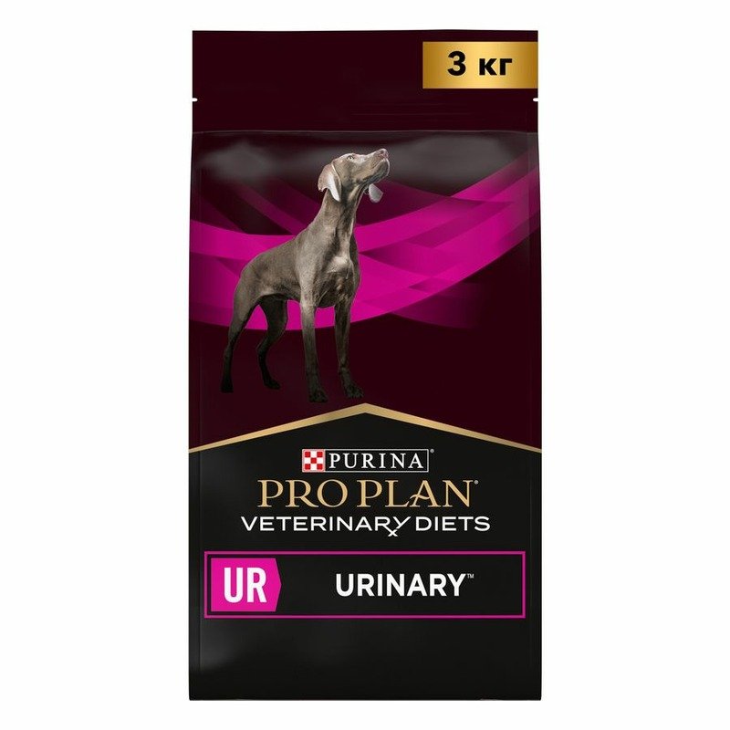 Сухой корм полнорационный диетический PRO PLAN Veterinary Diets UR Urinary длявзрослых собак для растворения струвитных камней, со свойствами подкисления мочи и низким содержанием магния - 3 кг