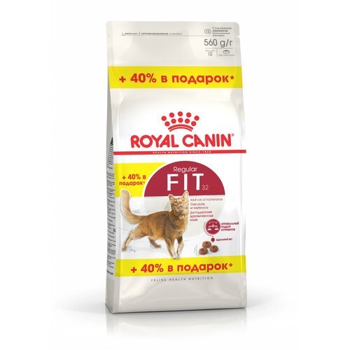 Корм для кошек Royal Canin Fit 32 (Фит 32) Корм сухой сбалансированный для взрослых умеренно активных кошек от 1 года,0,4+0,16 кг