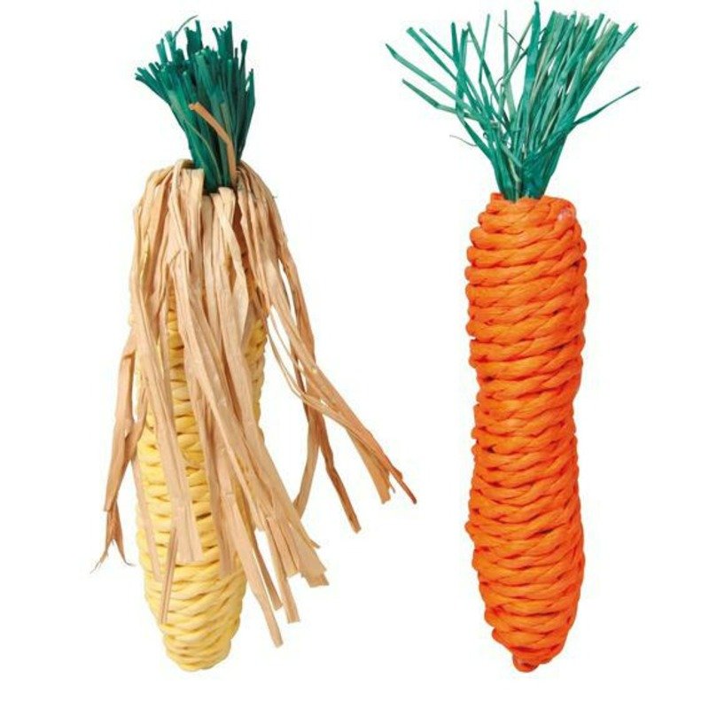 TRIXIE Набор игрушек Trixie для грызунов морковь и кукуруза 15 см из сизаля - 2 шт