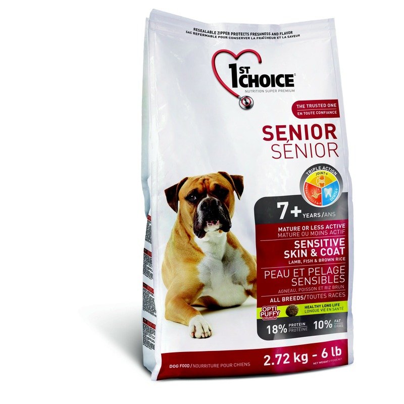 1st Choice Senior для пожилых собак с чувствительной кожей и для шерсти с ягненком, рыбой и рисом