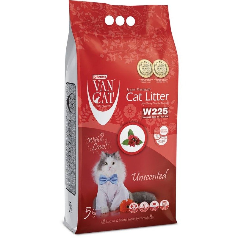 Van Cat Natural наполнитель для кошек, 100% натуральный, комкующийся, без пыли, без запаха - 5 кг