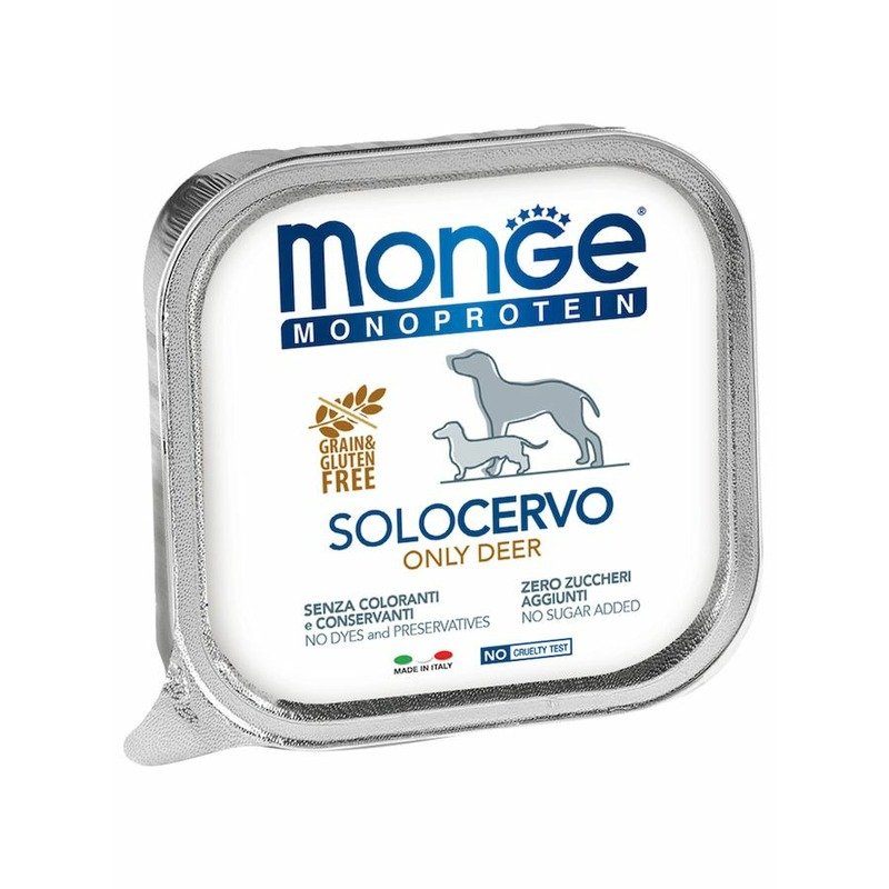 Monge Dog Monoprotein Solo полнорационный влажный корм для собак, беззерновой, паштет с олениной, в ламистерах - 150 г