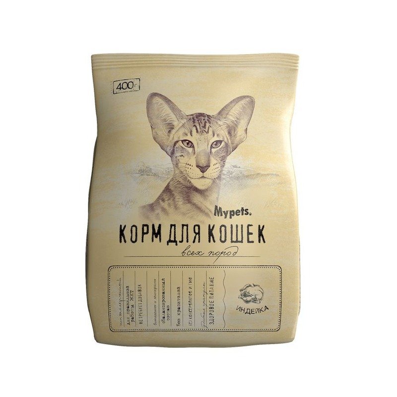 Mypets сухой корм для кошек полноценный, с индейкой - 400 г