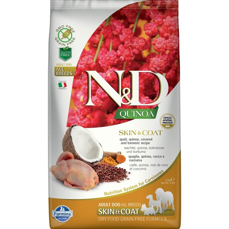 Farmina Farmina N&D Dog Grain Free quinoa skin & coat quail корм для собак здоровая кожа и шерсть с перепелом и киноа 2,5 кг