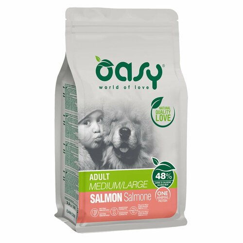 Oasy Dry OAP MediumLarge Breed Professional Монопротеин сухой корм для взрослых собак средних и крупных пород с лососем