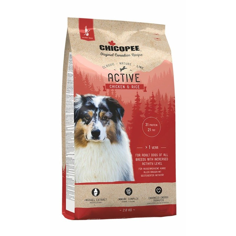 Chicopee CNL Active Chicken & Rice сухой корм для активных собак всех пород с курицей и рисом - 2 кг