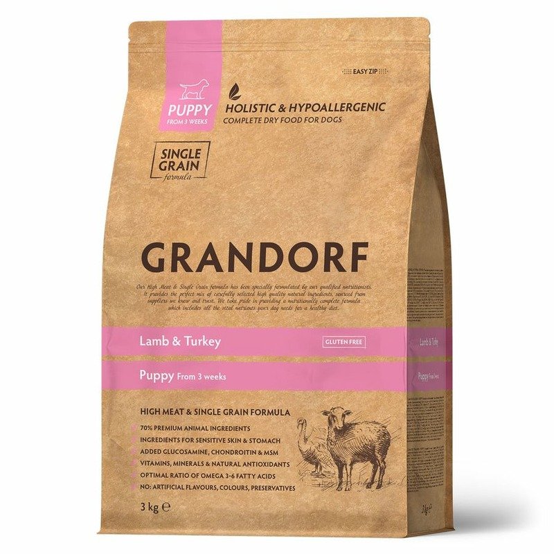 Grandorf Grandorf сухой корм для щенков всех пород, с ягненком и индейкой - 3 кг