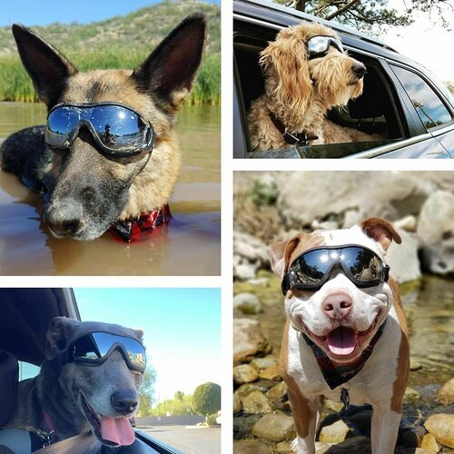 Защитные очки для собак с регулируемым ремешком. Солнцезащитная маска для собак.