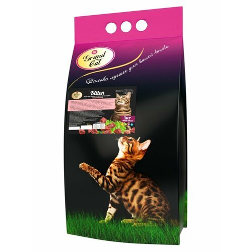 Сухой корм для котят Grand Cat Kitten с говядиной 1 кг
