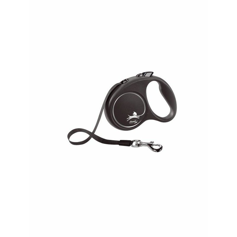 flexi flexi Black Design tape S поводок-рулетка для собак, черная 5 м, до 15 кг