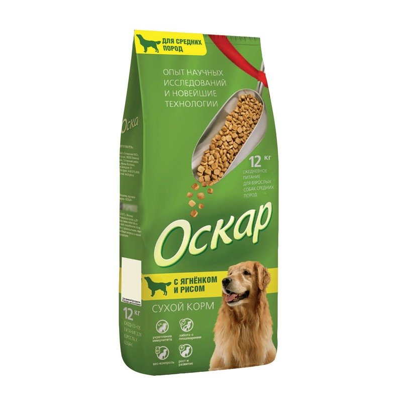 Оскар сухой корм для собак средних пород, с ягненком и рисом