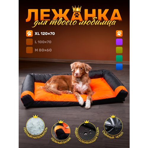 Диван-лежак антивандальный для собак очень крупных пород 120*70см Orange / black