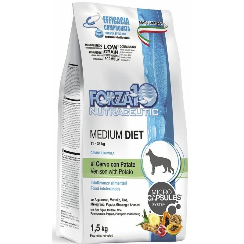 Forza10 Сухой корм Forza10 Medium Diet для взрослых собак средних пород при аллергии из оленины с картофелем с микрокапсулами - 1,5 кг