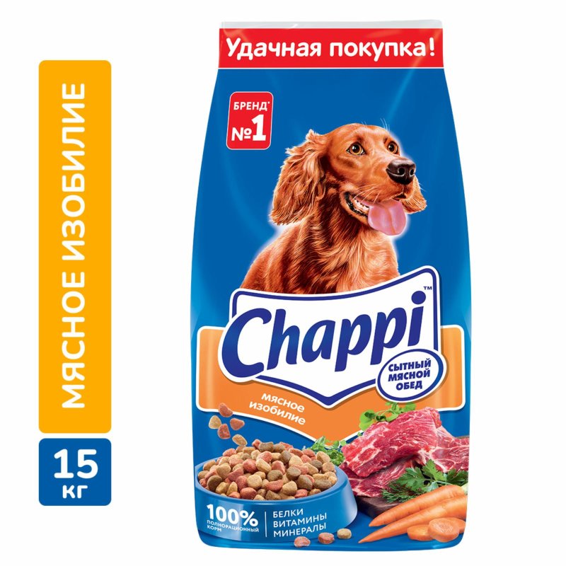 Chappi Chappi сухой для собак «Сытный мясной обед. Мясное изобилие» (15 кг)