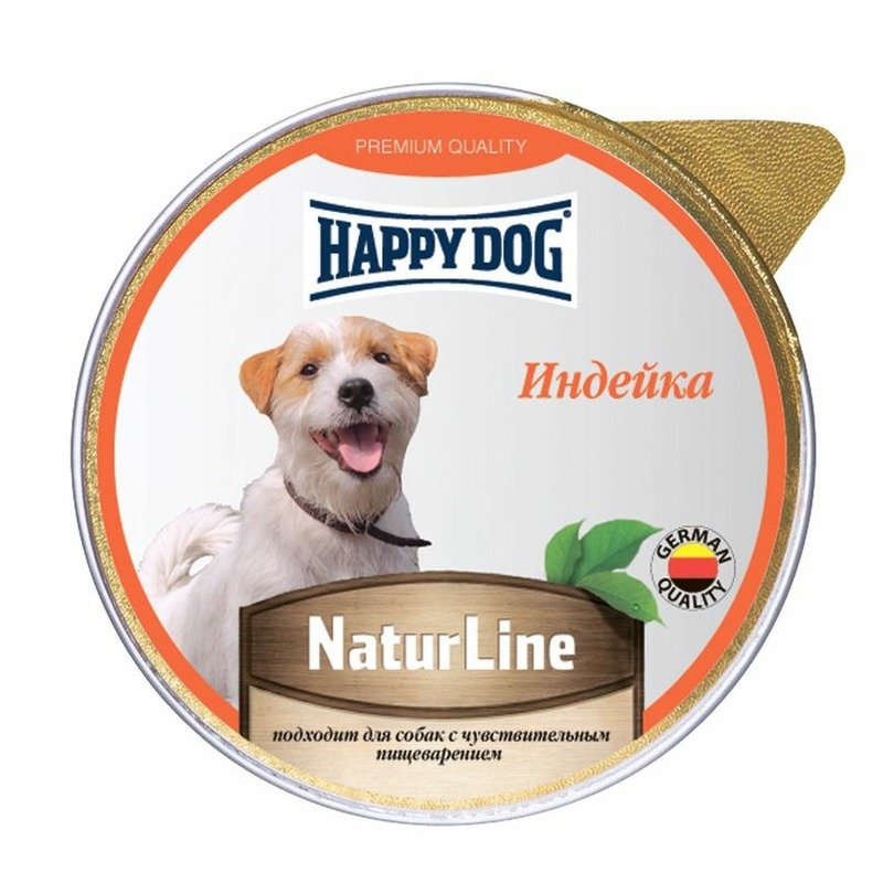 HAPPY DOG Влажный корм Happy Dog Natur Line для взрослых собак и щенков всех пород полноценный консервированный паштет с индейкой - 125 г
