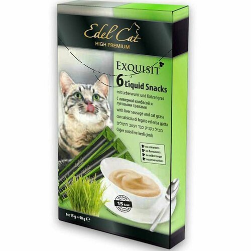 Лакомство для кошек Edel for cat - крем-суп ливерная колбаса и овощи, 5 шт по 15 г в упаковке
