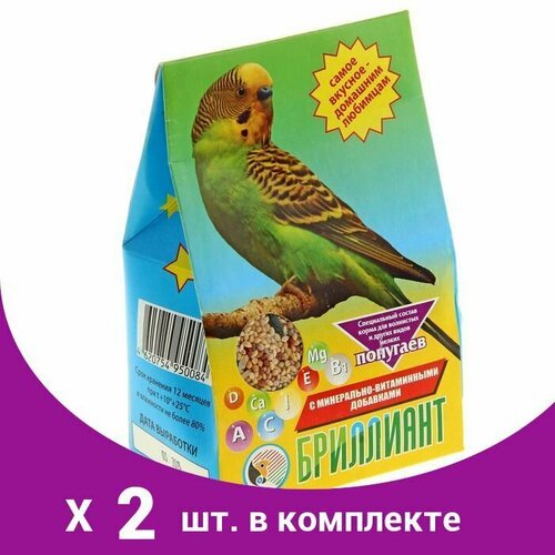 Корм 'Бриллиант' для попугаев, с растительно-минеральными добавками, 400 г (2 шт)