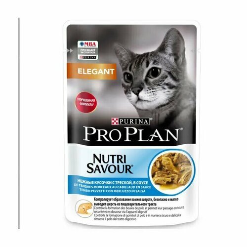 Purina Pro Plan Elegant Консервированный корм для кошек, треска в соусе, 85 г