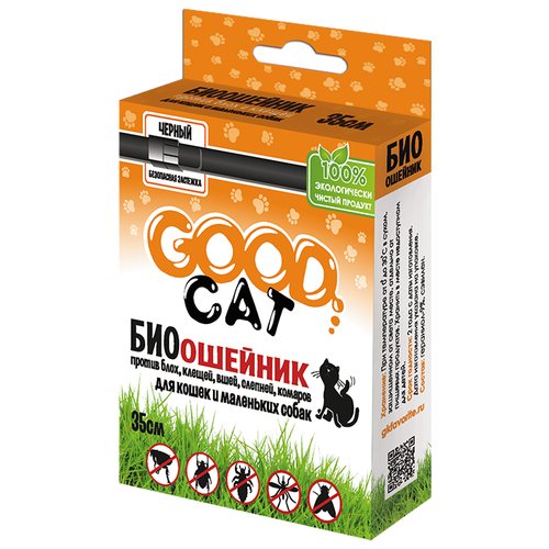 GOOD Cat ошейник от блох и клещей антипаразитарный для кошек и собак, 35 см, черный 1 шт. в уп., 1 уп.