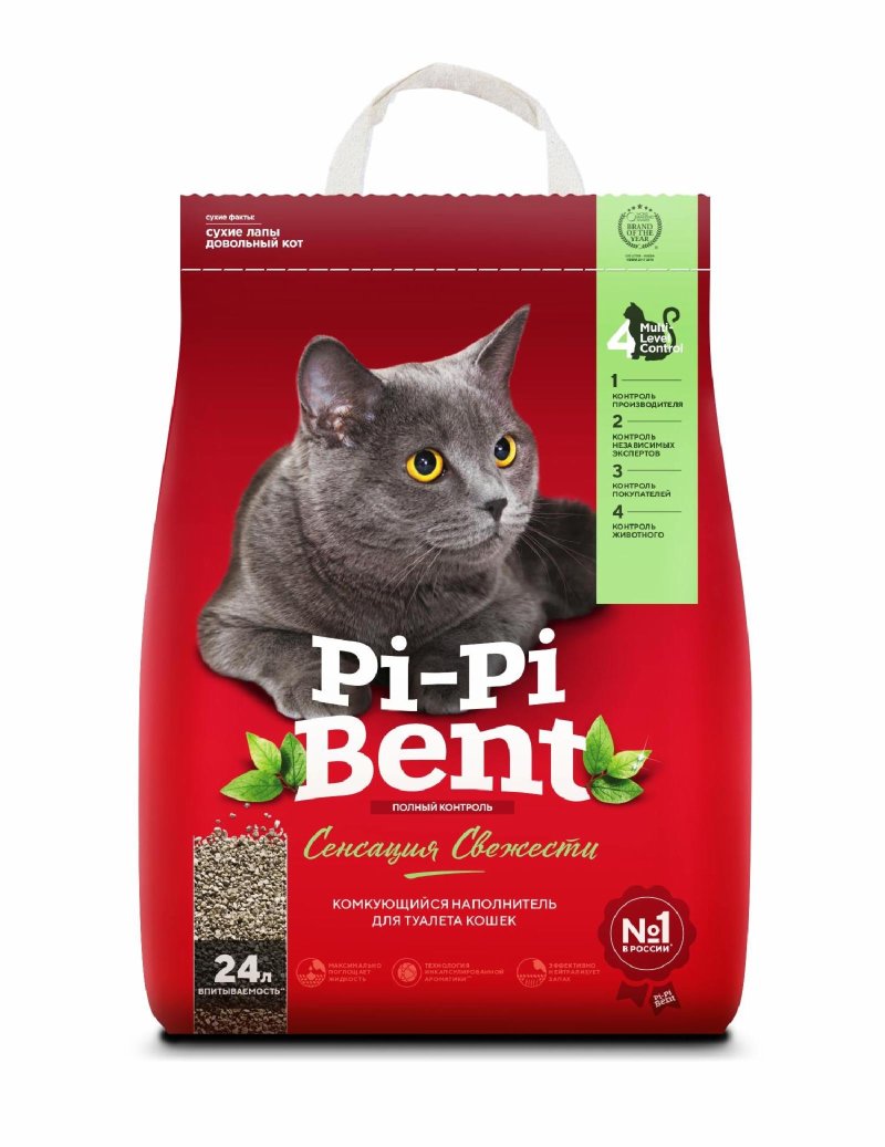 Pi-Pi-Bent Pi-Pi-Bent комкующийся наполнитель 'Сенсация свежести' (пакет) (24 л)