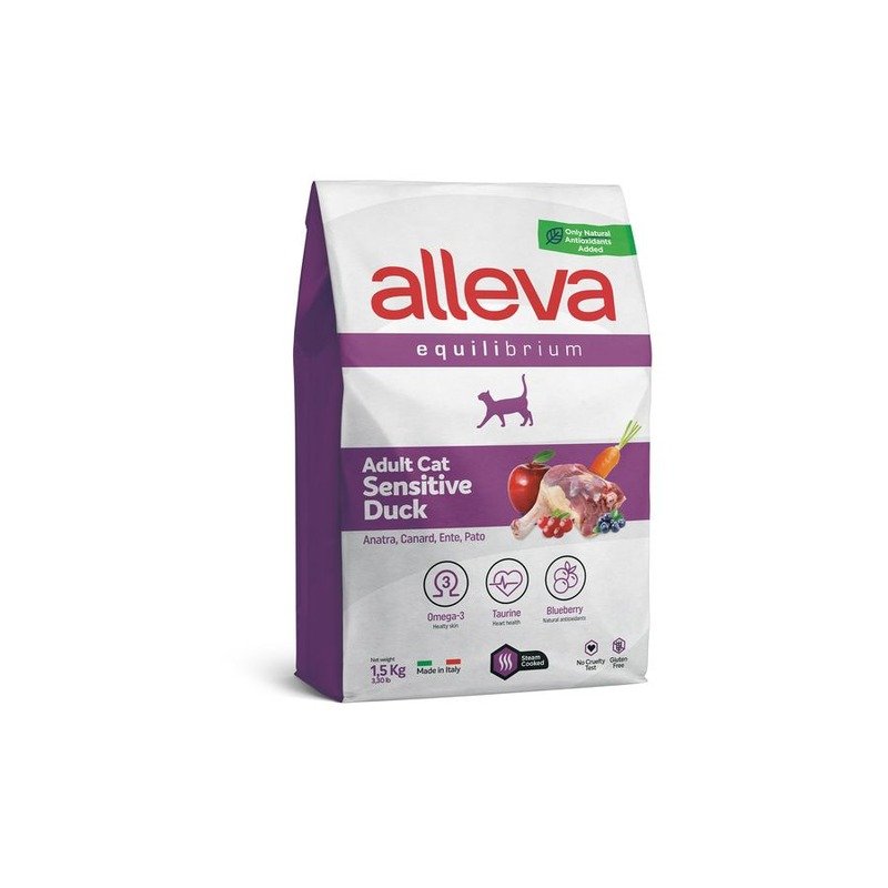 Alleva Equilibrium Adult Cat Sensitive Duck сухой корм для взрослых кошек с чувствительным пищеварением с УТКОЙ - 1,5 кг