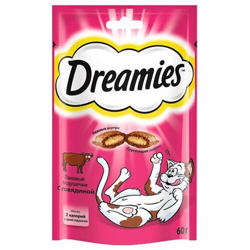 Dreamies Лакомые подушечки для кошек с говядиной 7555 0,06 кг 22971 (2 шт)